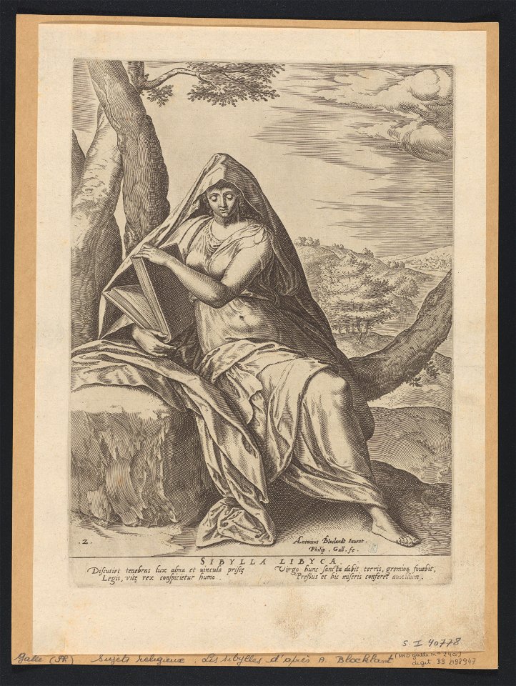 Sibylla Lybica 1575 print by Anthonie Blocklandt van Montfoort, S.I 40778, Prints Department, Royal Library of Belgium