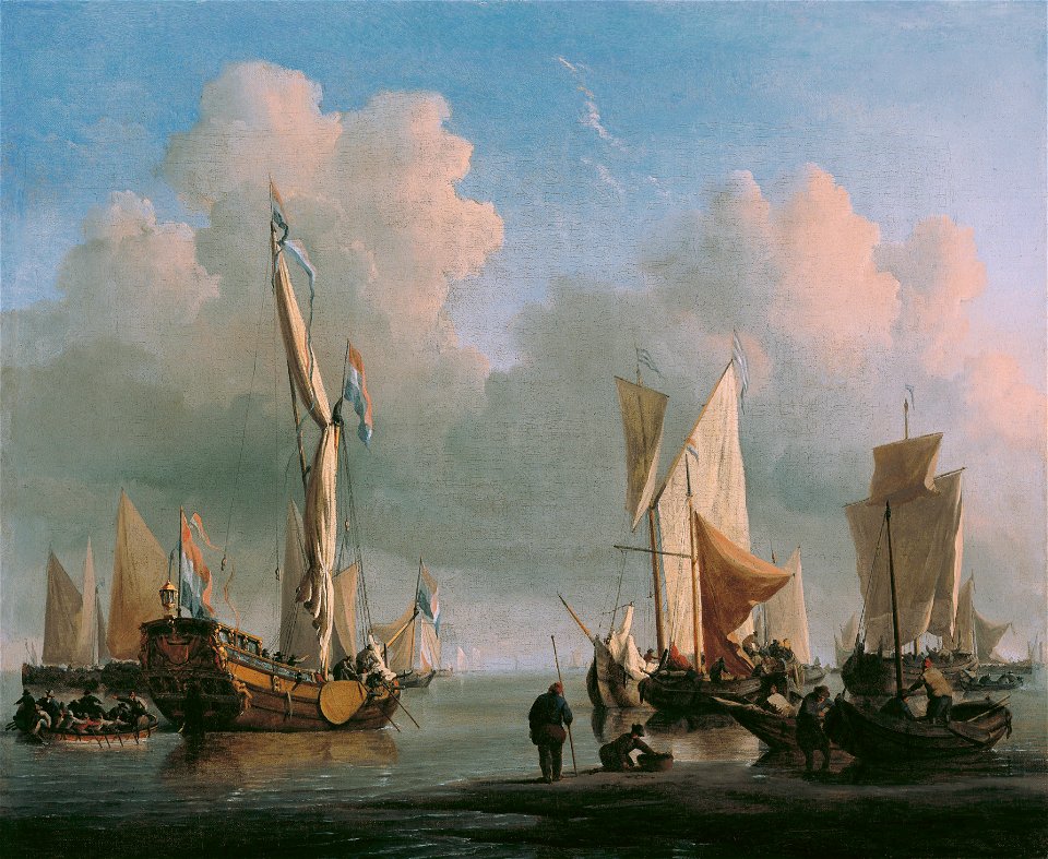 Ships off the coast, by Willem van de Velde the younger