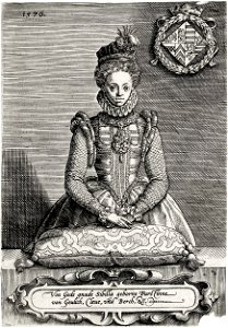 Sibylla of Cleves, Margraveine of Burgau, engraving. Free illustration for personal and commercial use.