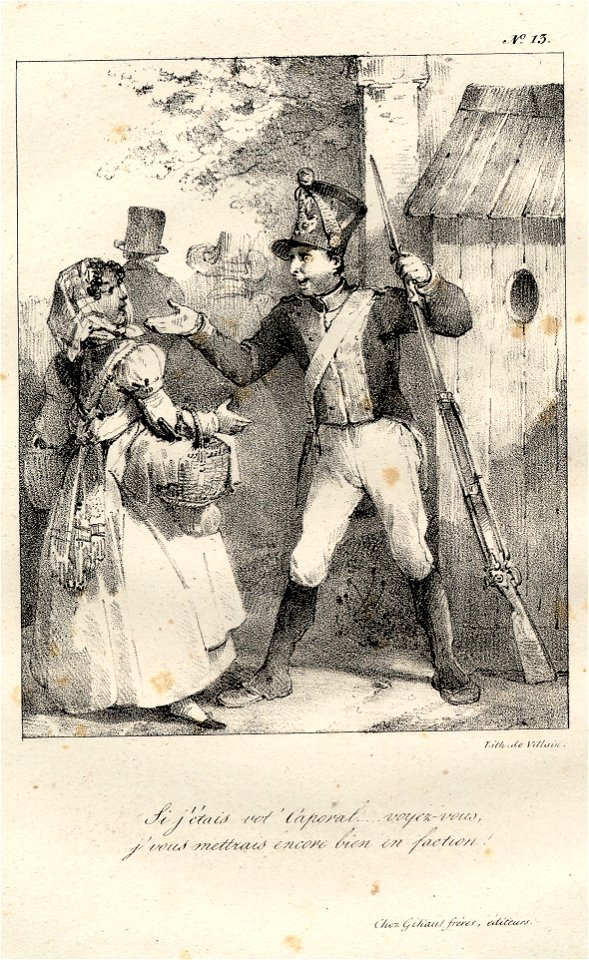 Si j'étais vot' caporal... voyez-vous, j'vous mettrais bien en faction! (BM 1880,0508.237)