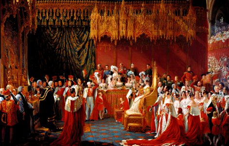 Sir George Hayter (1792-1871) - The Coronation of Queen Victoria in Westminster Abbey, 28 June 1838 - RCIN 405409 - Royal Collection. Free illustration for personal and commercial use.