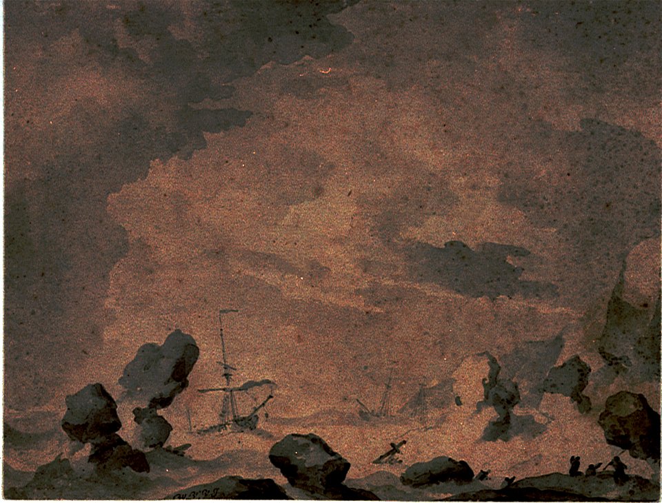 Ships wrecked on a rocky coast RMG PV5261