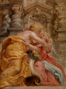 Sir Peter Paul Rubens - Peace Embracing Plenty - Google Art Project. Free illustration for personal and commercial use.