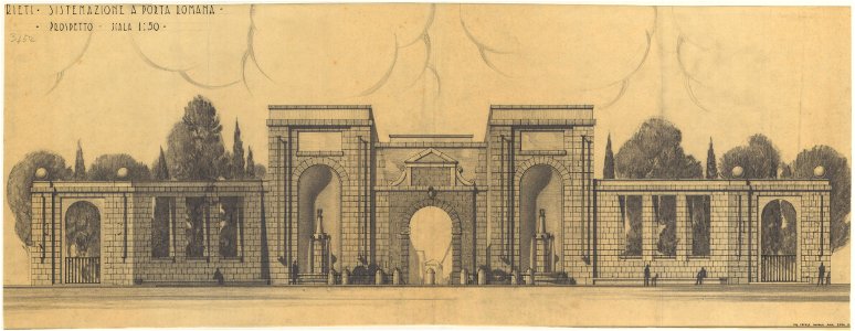 Sistemazione di Porta Romana (Bazzani) 02 - prospetto
