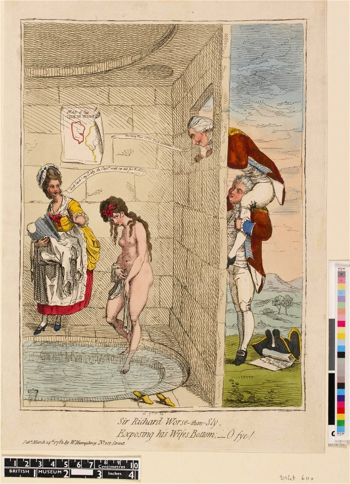 Sir Richard worse-than-sly, exposing his wifes bottom; -o fye! (BM 1851,0901.63)