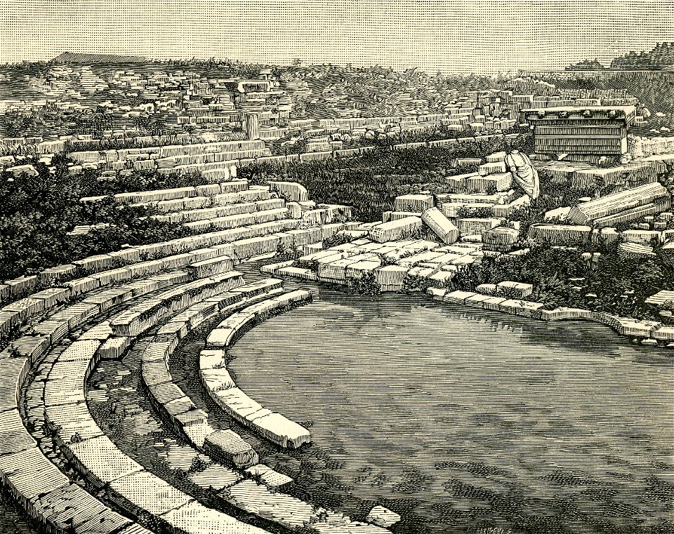 Siracusa Bagno di Diana (xilografia di Barberis 1892)