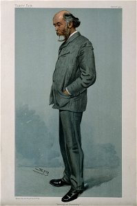 Sir Oliver Joseph Lodge. Colour lithograph by Sir L. Ward (S Wellcome V0003681