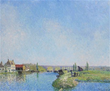 Alfred Sisley - Canal du Loing (1885). Free illustration for personal and commercial use.