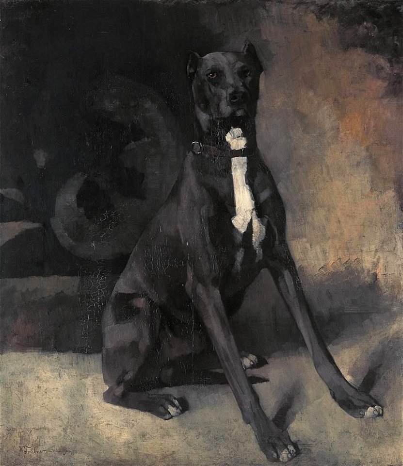 Sitzende Dogge Caesar - Wilhelm Trübner
