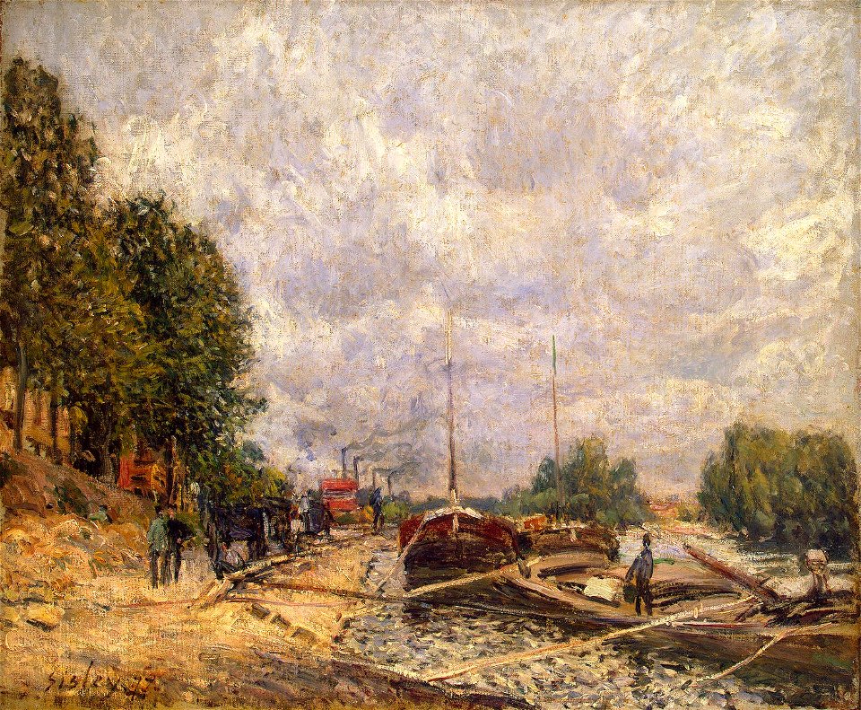 Alfred Sisley - Barges à Billancourt