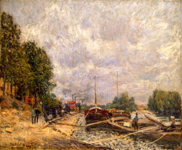 Alfred Sisley - Barges à Billancourt