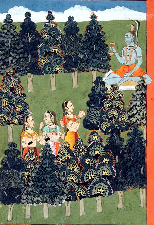 Siva as an ascetic is greeted by three women (6124564765)