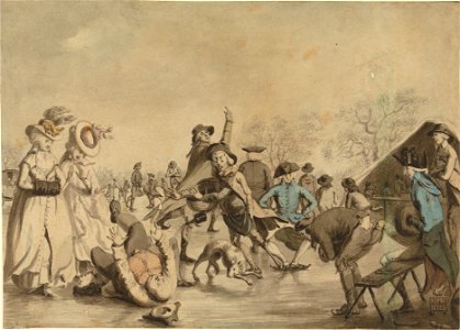 Skating in Hyde Park by Samuel Hieronymus Grimm. Free illustration for personal and commercial use.