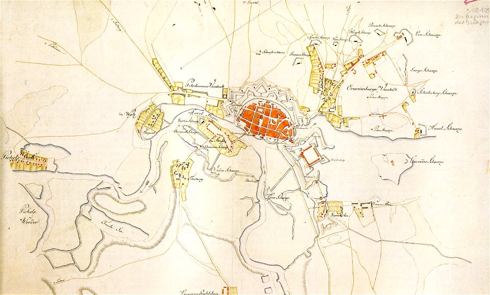 Situations Plan von der Stadt und Festung Spandow 1812