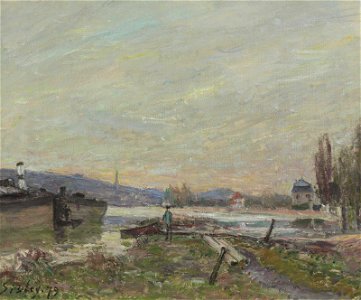 Alfred Sisley - Bords de Seine (1879). Free illustration for personal and commercial use.
