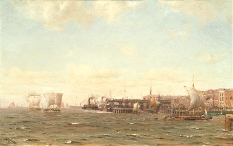 Thomas Somerscales - Shipping off Victoria Pier, Hull (1894)