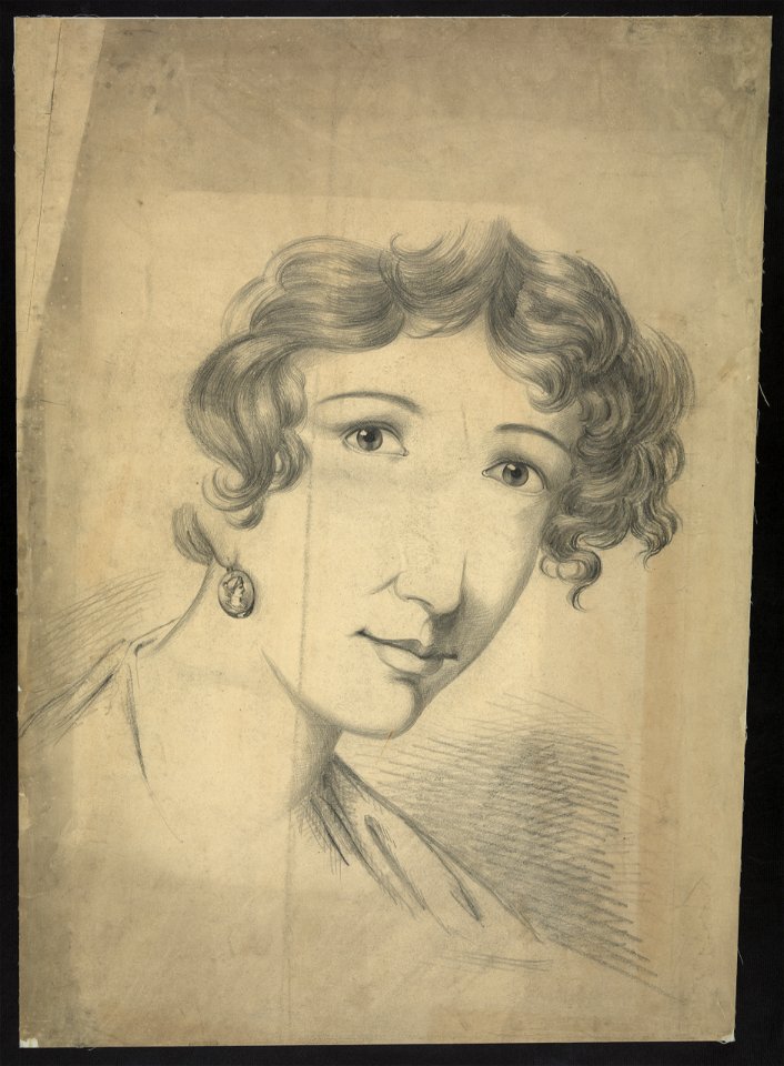 Sketch bust portrait of unidentified woman with an earring LCCN2004662460