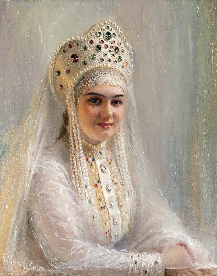 Sophia Ivanovna Kramskaya-Girl in the Kokoshnik