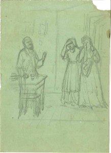 Sketch of an Interior with Two Crying Women and a Man by Atelier Cuypers en Stoltzenberg Cuypershuis 0682b