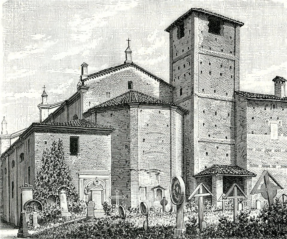 Soriasco parte posteriore della chiesa di S. Maria della Versa xilografia di Barberis