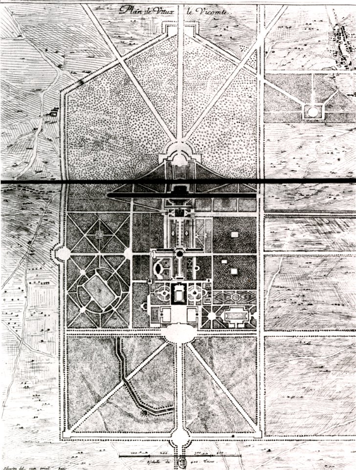 Site plan of Vaux-le-Vicomte, engraving by Israel Silvestre – Hazlehurst 1980, p. 22