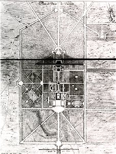 Site plan of Vaux-le-Vicomte, engraving by Israel Silvestre – Hazlehurst 1980, p. 22