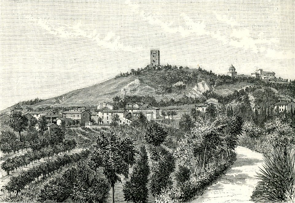 Solferino veduta del paese con l’altura e la rocca detta la Spia d’Italia