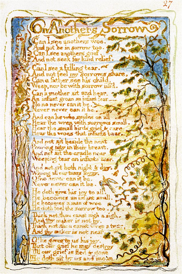 Songs of Innocence and of Experience, copy Y, 1825 (Metropolitan Museum of Art) object 27 On Anothers Sorrow