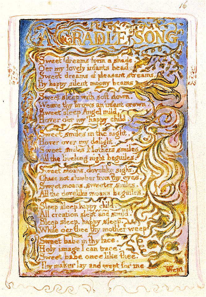 Songs of Innocence and of Experience, copy Y, 1825 (Metropolitan Museum of Art) object 16 A CRADLE SONG