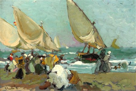 Joaquín Sorolla y Bastida - Barcas en la playa de Valencia