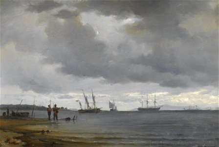 Carl Frederik Sørensen - A sheltered anchorage (1874)