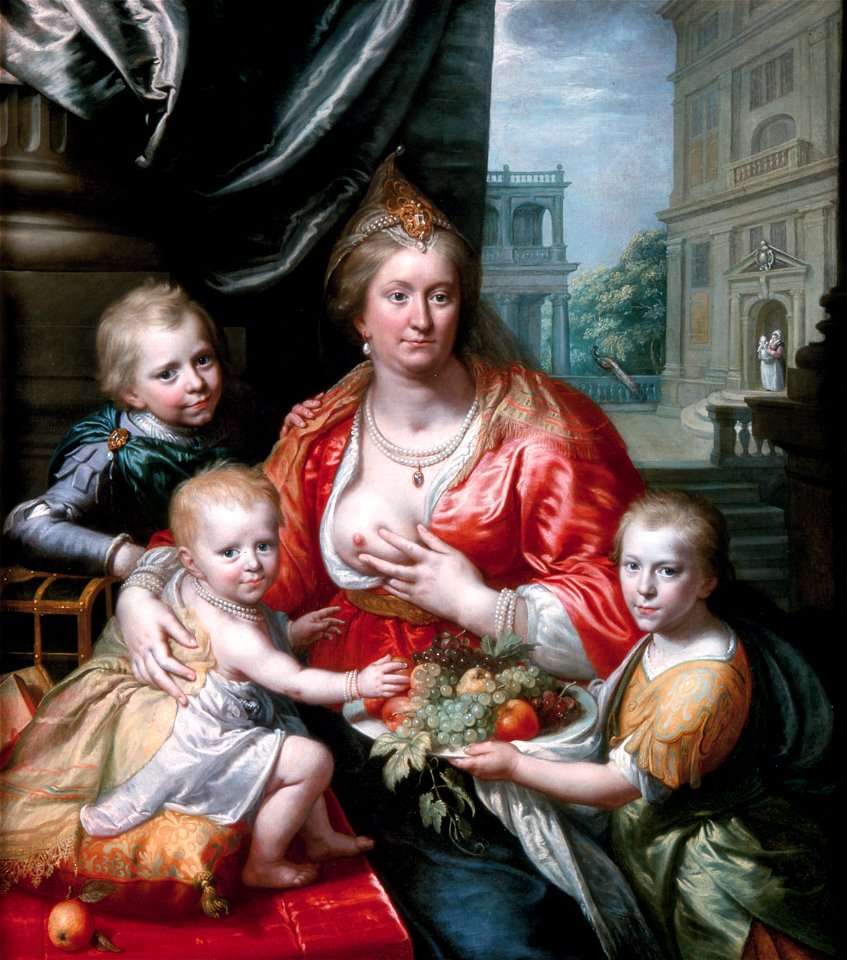 Sophia Hedwig van Brunswijk-Wolfenbuttel as Caritas with her sons, by Paulus Moreelse