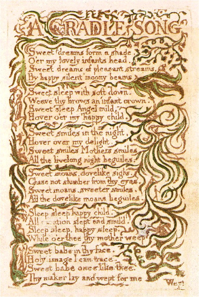 Songs of Innocence, copy B, 1789 (Library of Congress), object 24 A CRADLE SONG