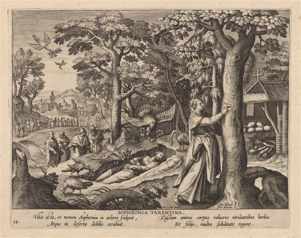 Sophronia of Tarent print by Maerten de Vos, S.I 814, Prints Department, Royal Library of Belgium