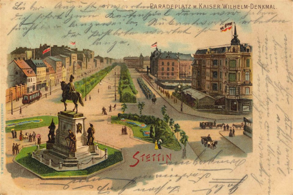 Stettin, Pommern - Paradeplatz mit Kaiser-Wilhelm-Denkmal (Zeno Ansichtskarten)