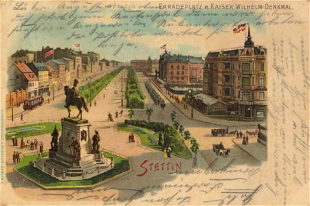 Stettin, Pommern - Paradeplatz mit Kaiser-Wilhelm-Denkmal (Zeno Ansichtskarten)