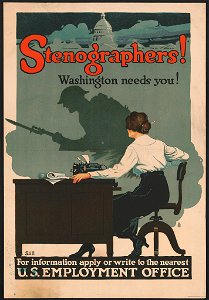 Stenographers! Washington needs you! - Still. LCCN2002722567. Free illustration for personal and commercial use.