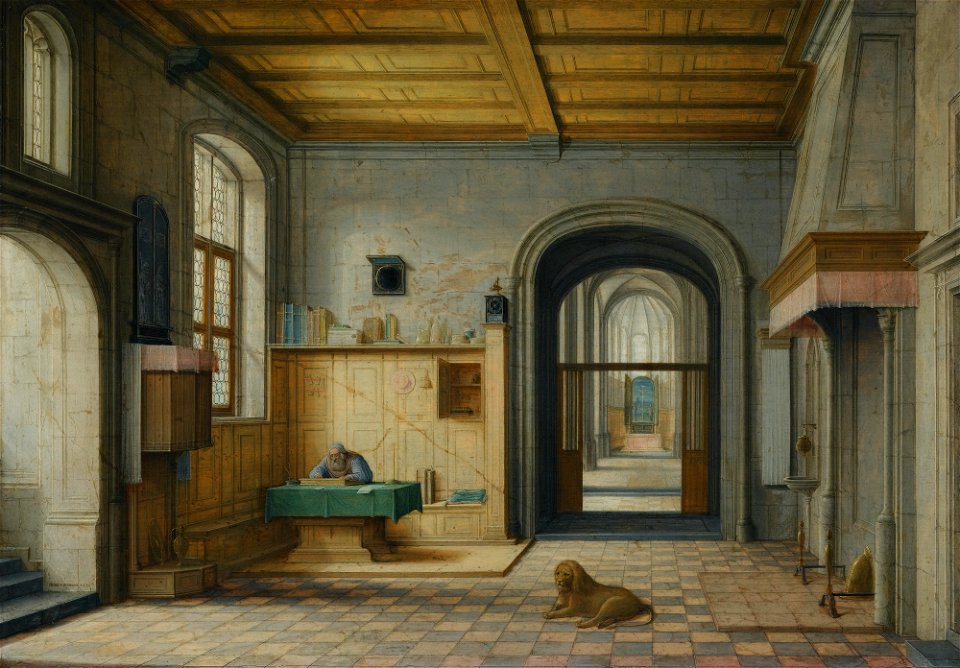Saint Jerome in his Study, oil on oak painting by Hendrik van Steenwijck the younger, 1630