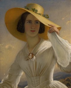 Joseph Karl Stieler - Bildnis der Tochter Ottilie Stieler mit Strohhut (1845-48)