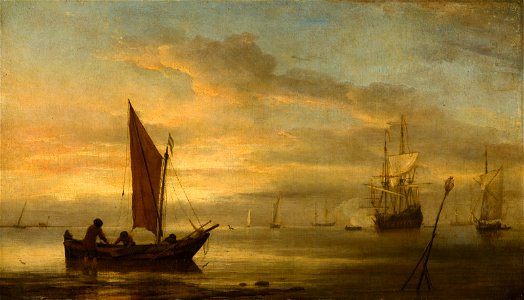 Sunset at Sea from the workshop of Willem van de Velde (II) Mauritshuis 563