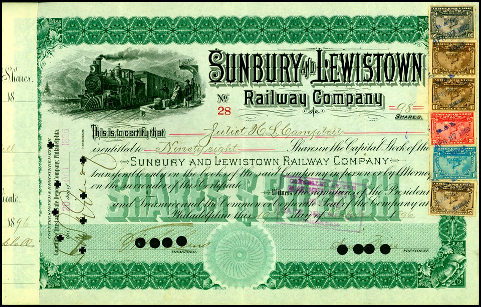 Sunbury and Lewistown RW 1896