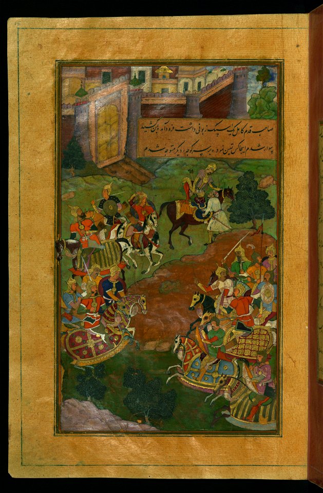 Sultan Muḥammad Vays offers Babur a healthy horse to replace his ailing one