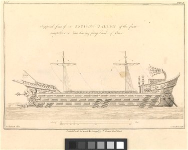Supposed form of an Ancient Galley of the first magnituae or rate having forty banks of Oars (Galleys 7) RMG PX8318