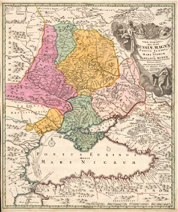 Tabula geographica qua pars Rusiae Magnae - Pontus Euxinus seu Mare Nigrum et Tartaria Minor cum finitimis Bulgariae Romaniae et Natoliae Provinciis LOC 2011585232