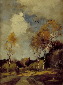 T.E.A. de Bock - Landschap met berken - AB9251 - Cultural Heritage Agency of the Netherlands Art Collection
