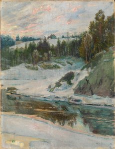 Jørgen Sørensen - Winterlandscape with River - NG.M.01441 - National Museum of Art, Architecture and Design. Free illustration for personal and commercial use.