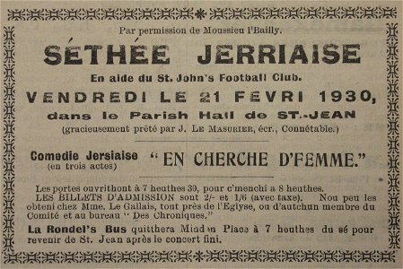 Séthée Jèrriaise 21 Févri 1930