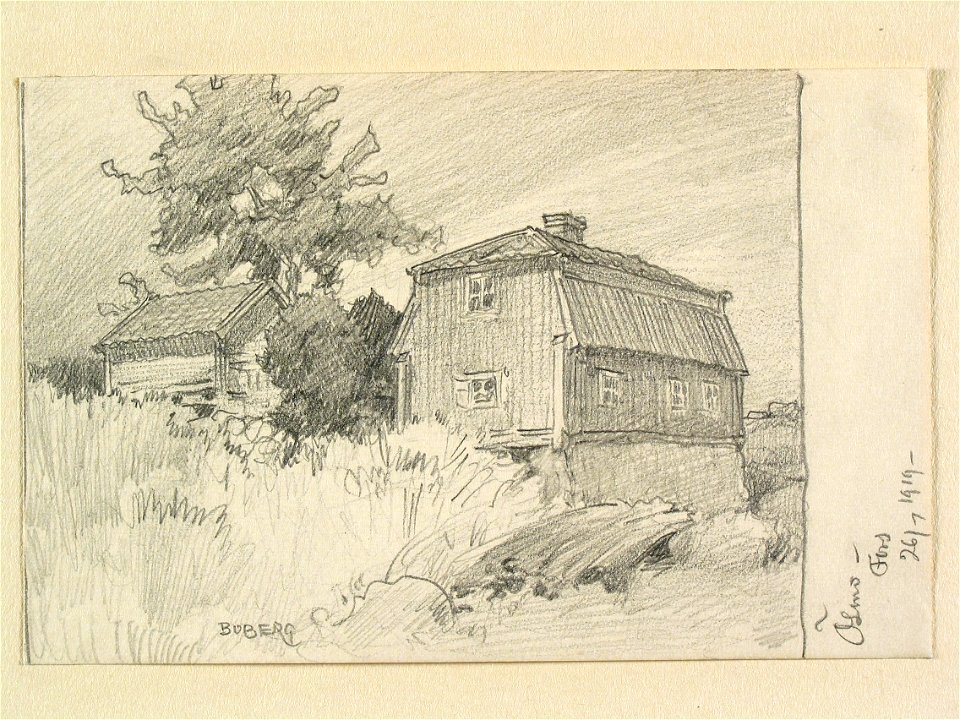 Södermanland, Sotholms hd., Ösmo sn., Fors. Teckning av Ferdinand Boberg - Nordiska museet - NMA.0088452