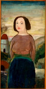 Tadeusz Makowski - Girl against the background of a landscape with a windmill - MPW 2672 MNW - National Museum in Warsaw