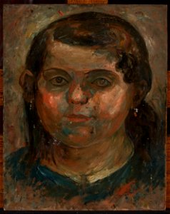 Tadeusz Makowski - Head of a little girl in a blue dress - MPW 2553 MNW - National Museum in Warsaw